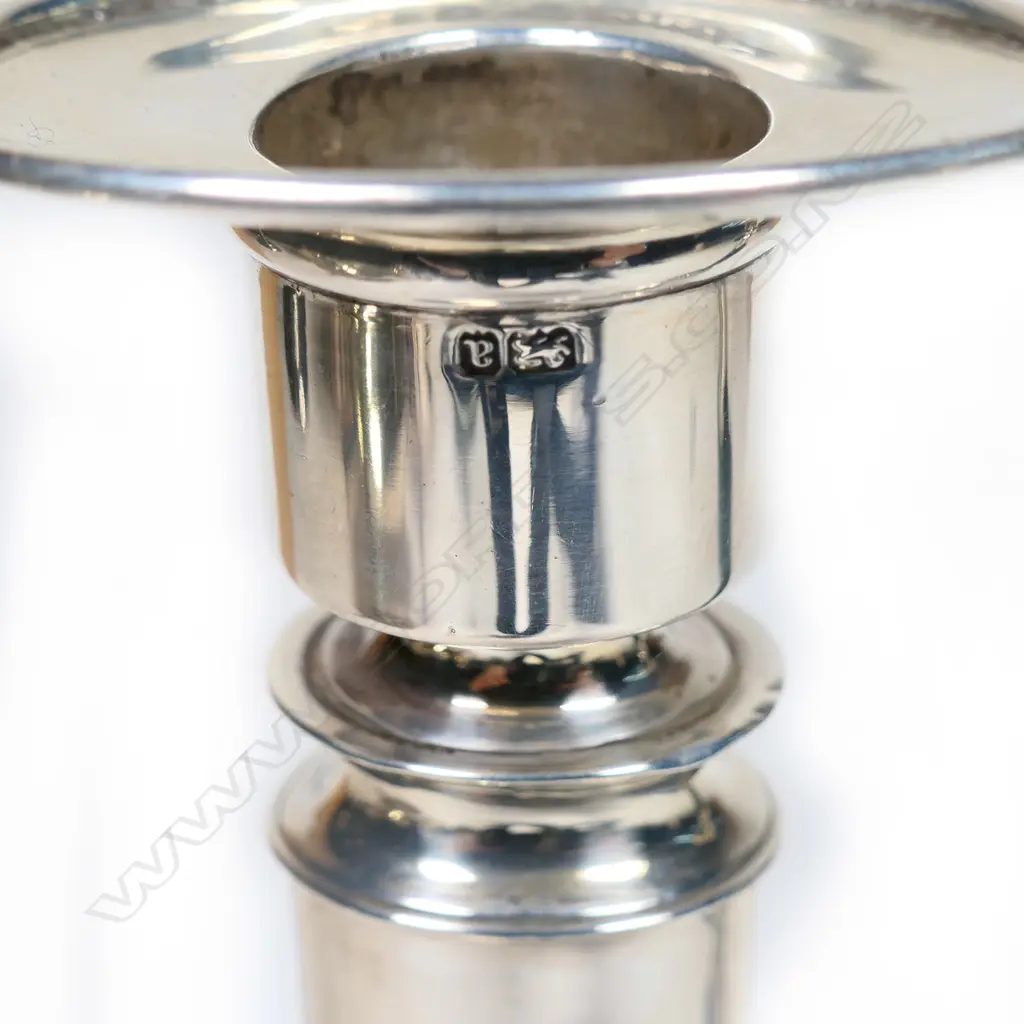 A pair of Frank Hyams (Birmingham/New Zealand) silver and greenstone candlesticks, Image 1++